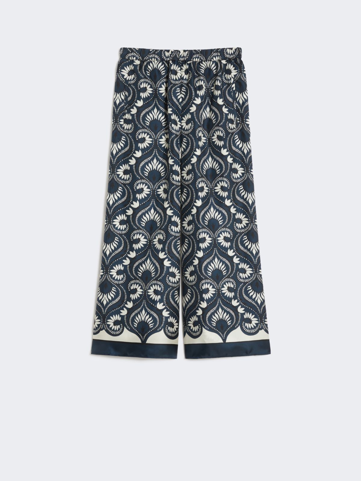 Fluid printed silk trousers - NAVY - Max Mara - 8