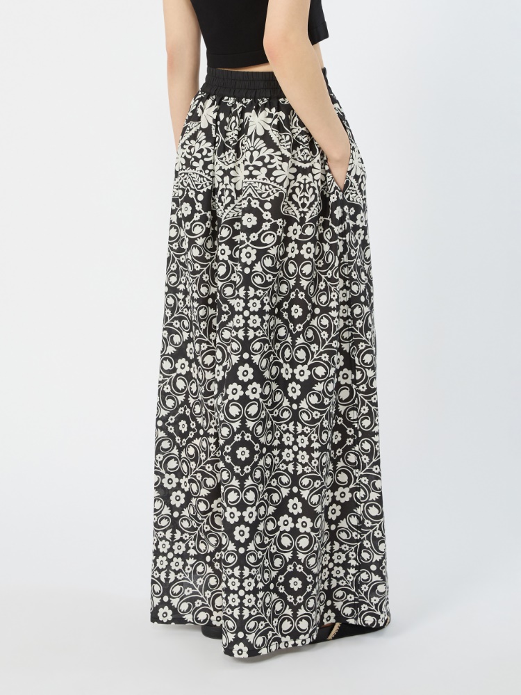 Wide-leg printed cotton trousers - BLACK - 3