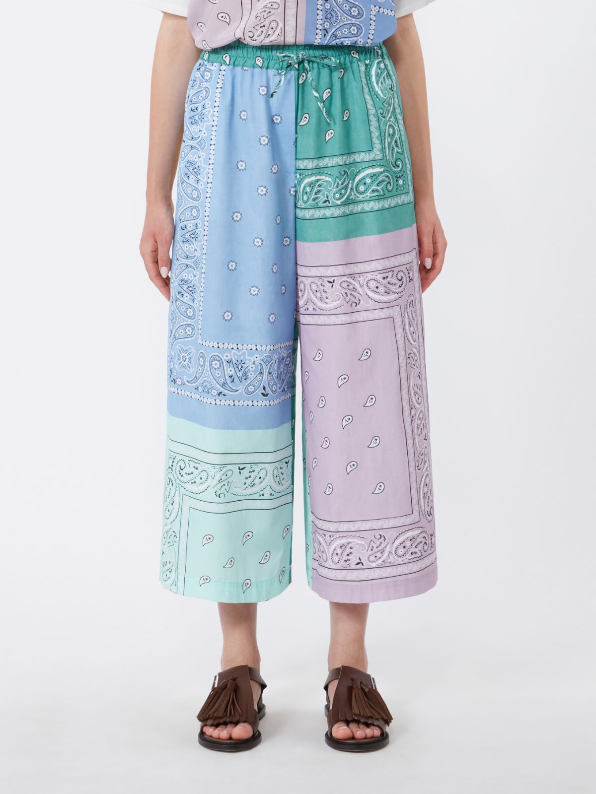 Printed cotton poplin trousers - MULTICOLOUR - 2