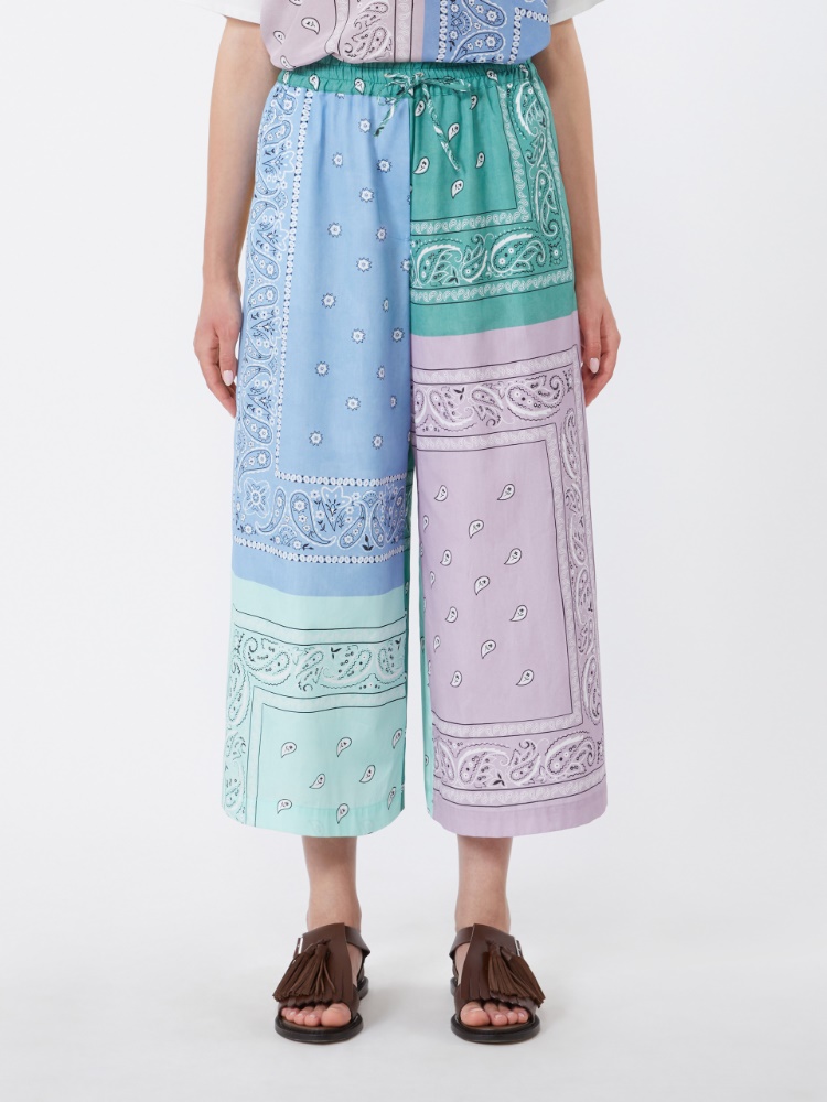 Printed cotton poplin trousers - MULTICOLOUR - 2