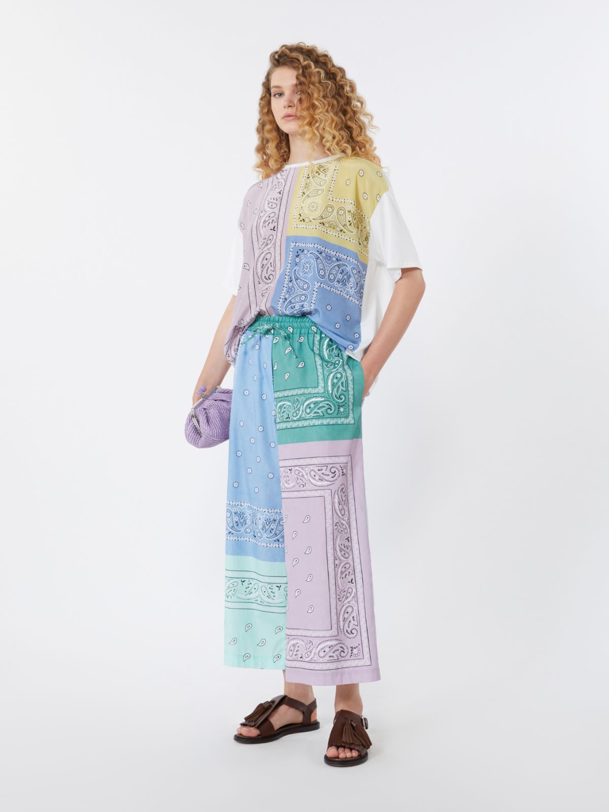 Printed cotton poplin trousers - MULTICOLOUR