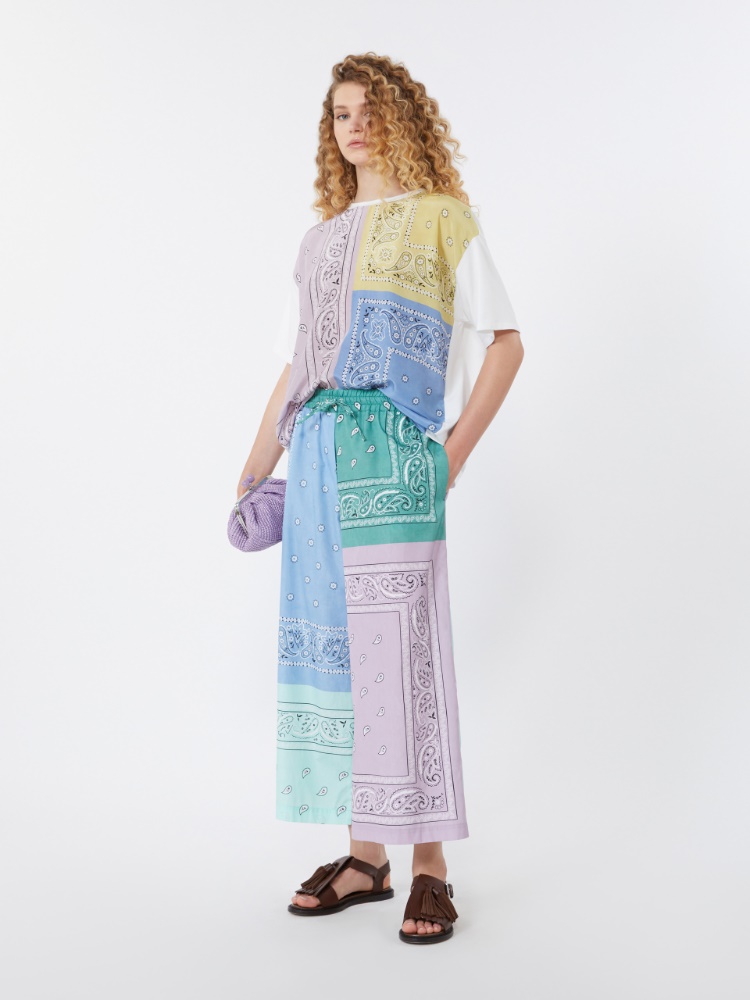 Printed cotton poplin trousers - MULTICOLOUR - 1