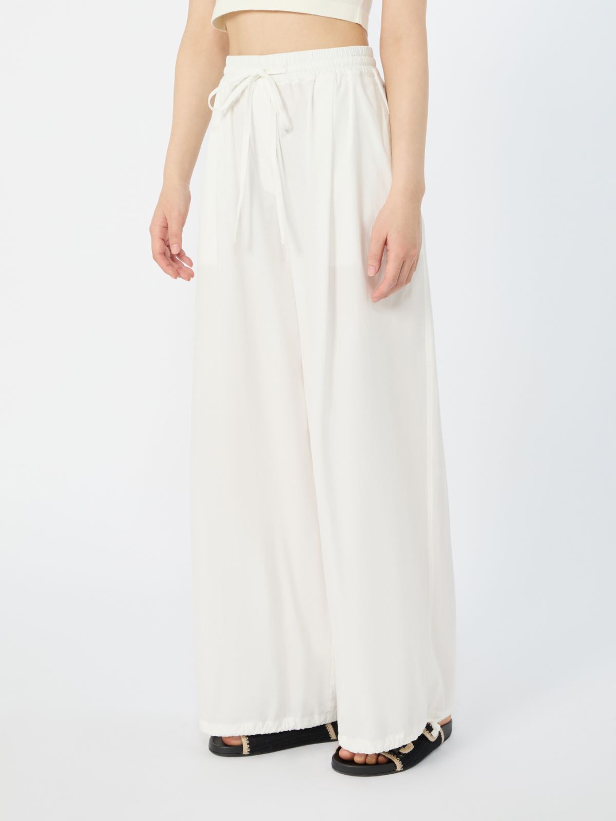 Cotton baggy trousers - IVORY - 4