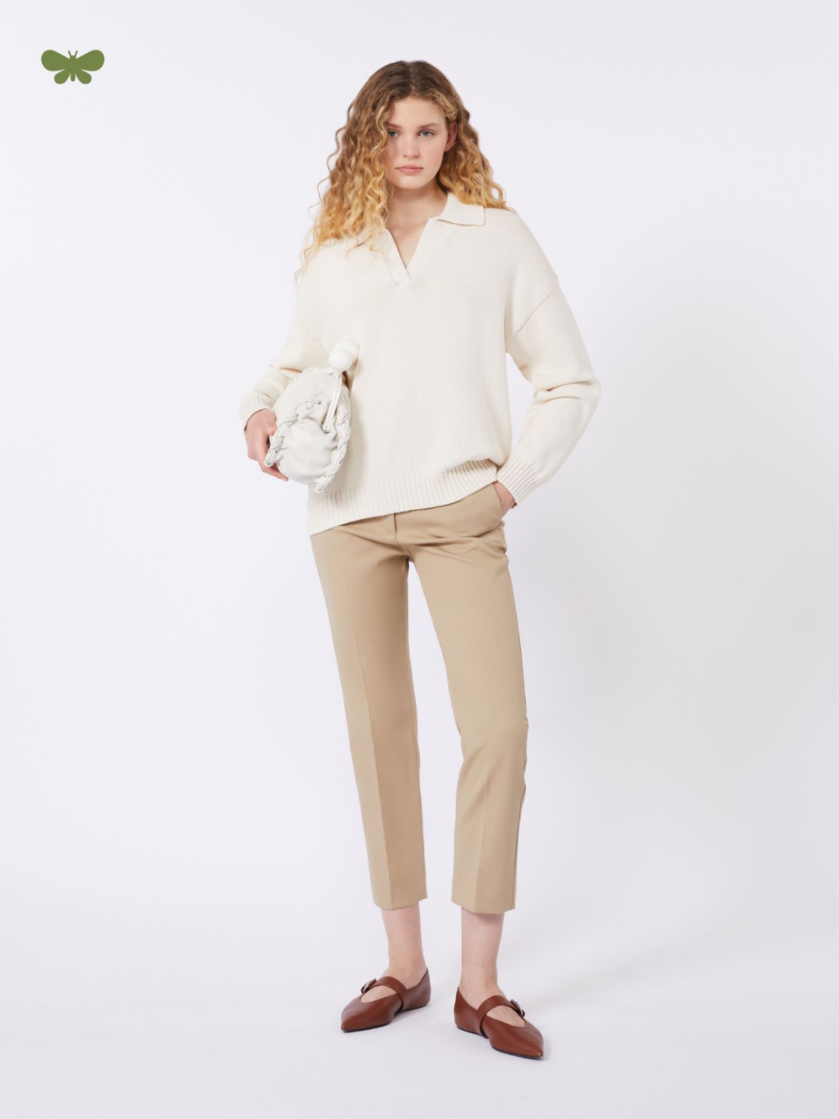 Stretch cotton trousers - CAMEL - Max Mara