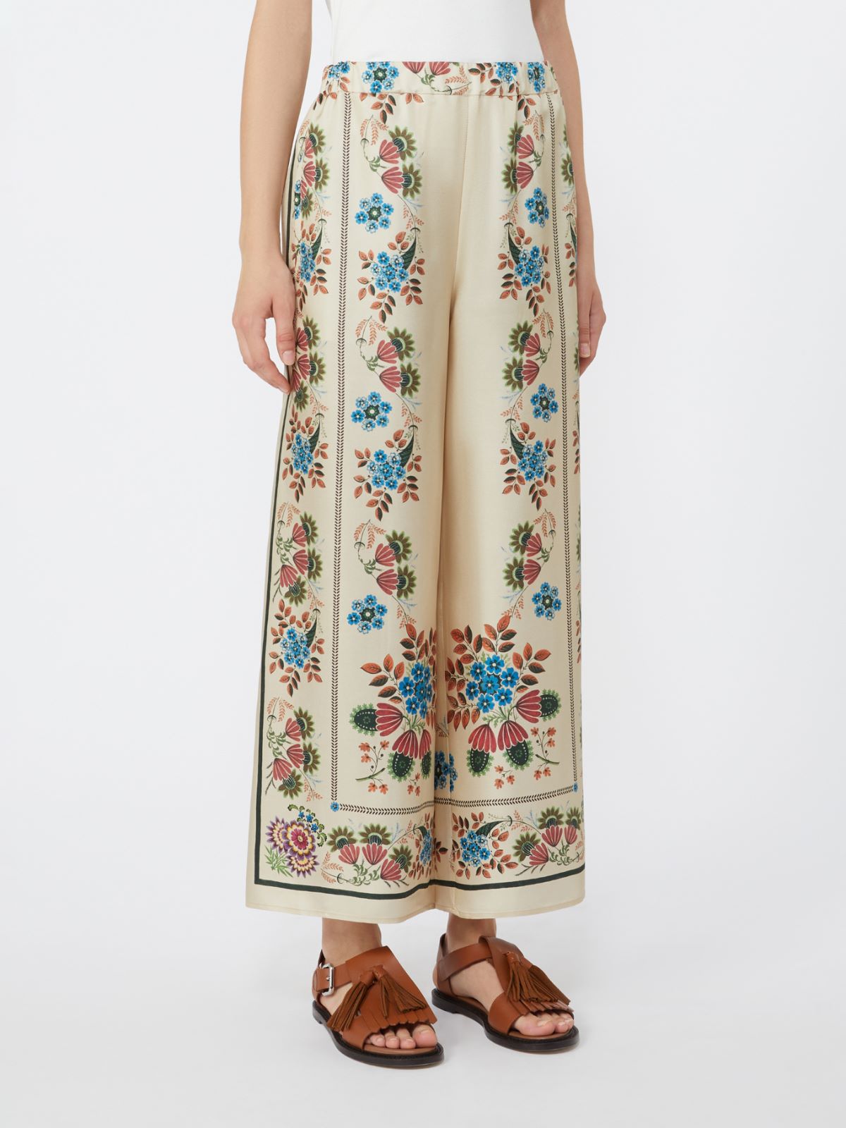 Printed silk twill trousers - IVORY - Max Mara - 4