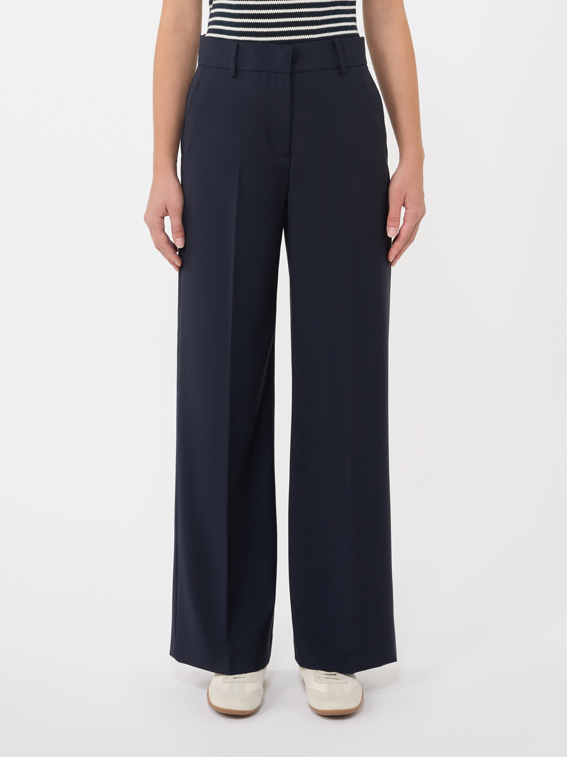 Woollen cloth palazzo trousers - NAVY - Max Mara - 2