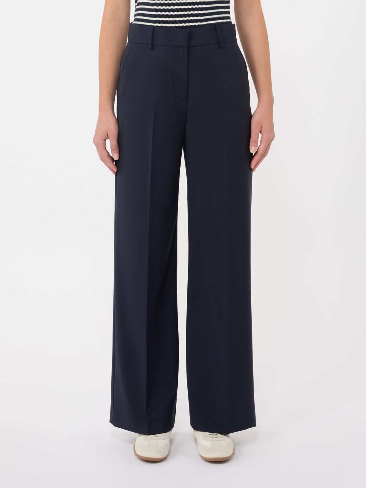 Woollen cloth palazzo trousers - NAVY - Max Mara - 4