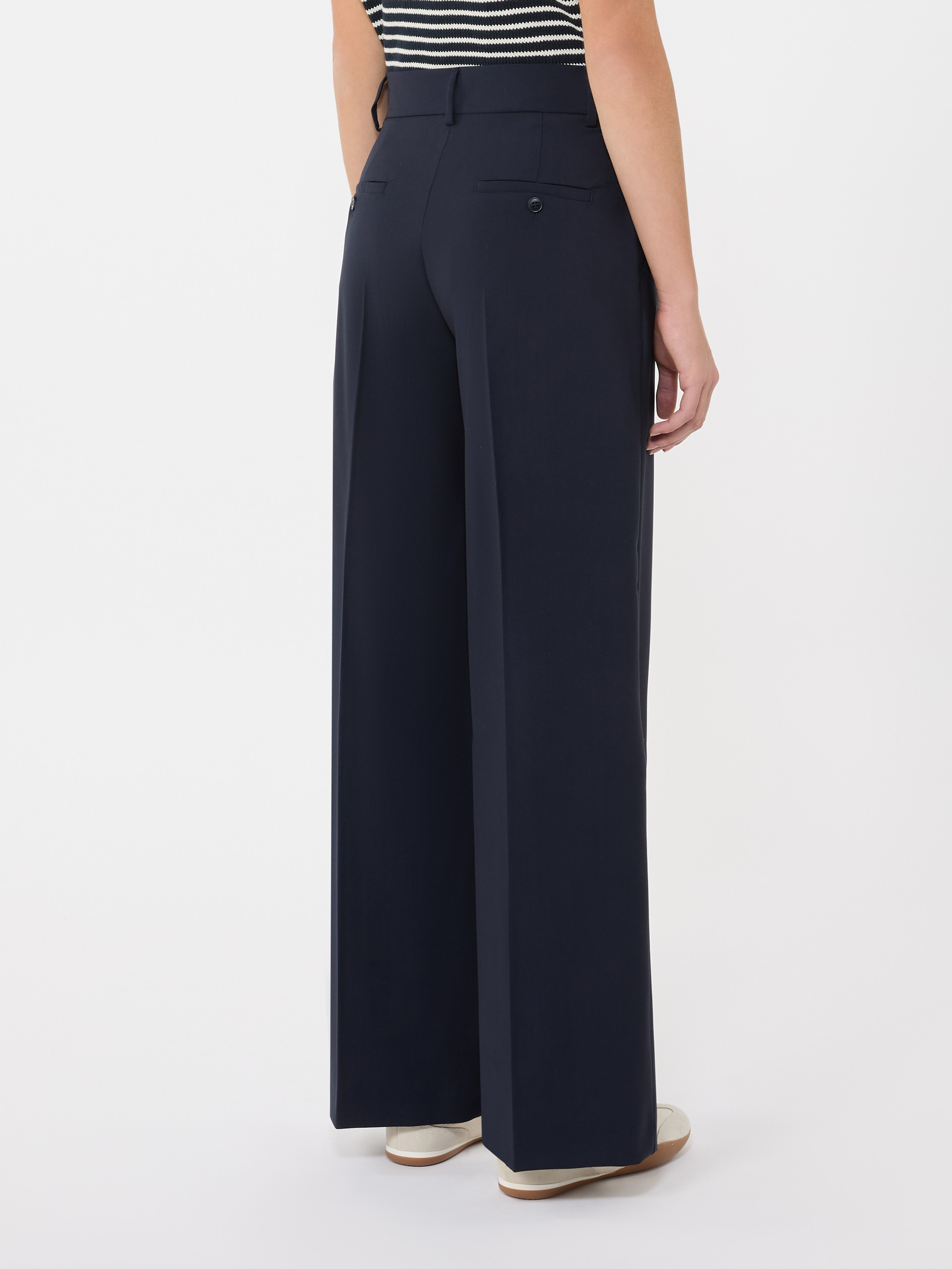 Woollen cloth palazzo trousers - NAVY - Max Mara - 3