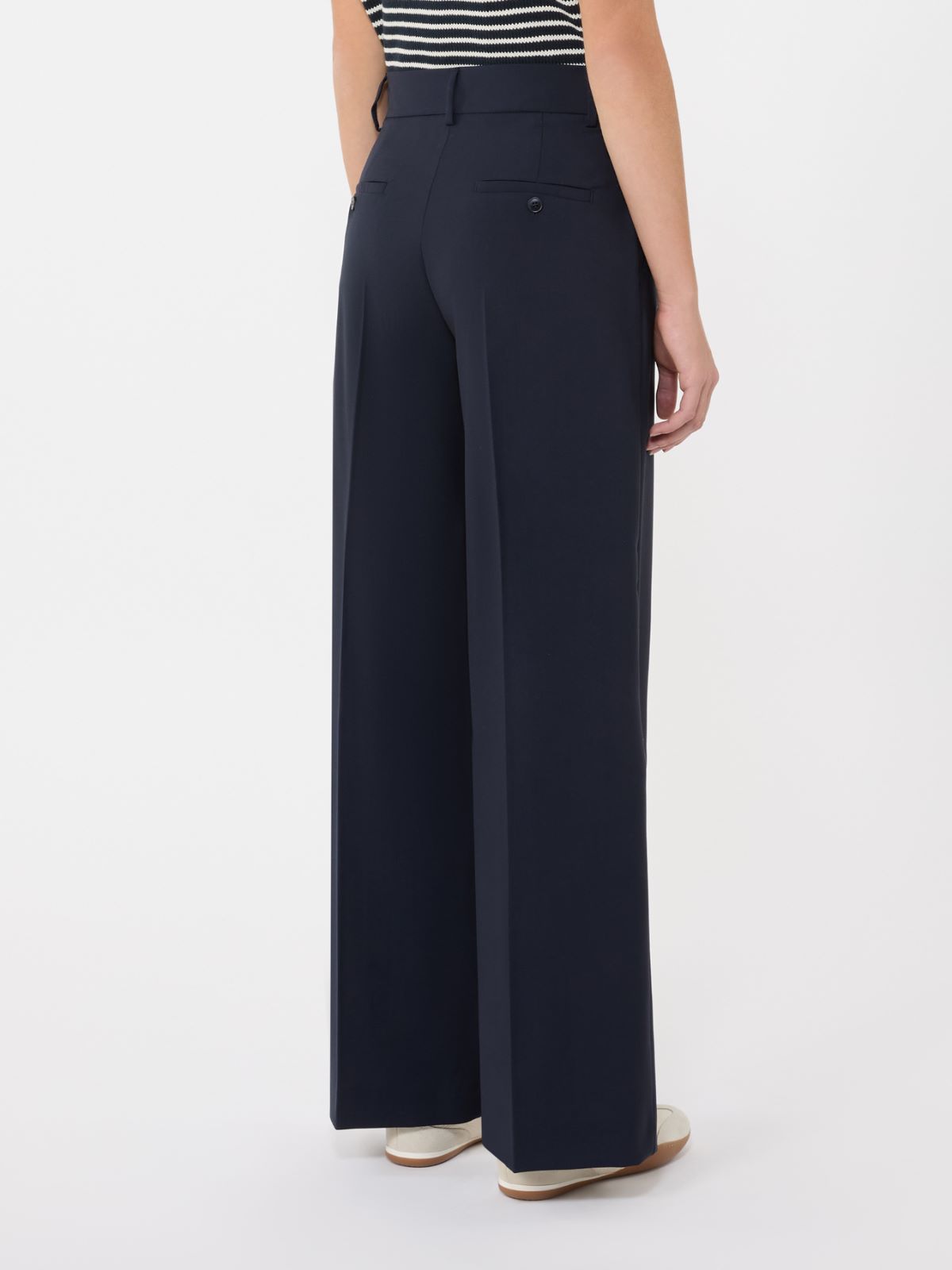 Woollen cloth palazzo trousers - NAVY - Max Mara - 4