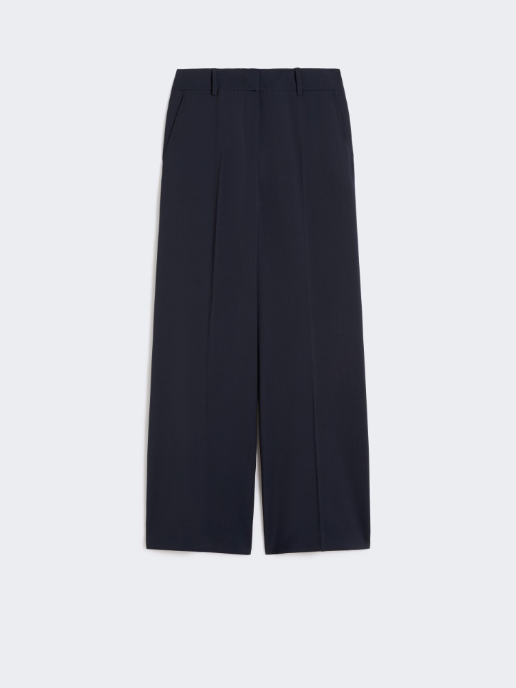 Woollen cloth palazzo trousers - NAVY - Max Mara