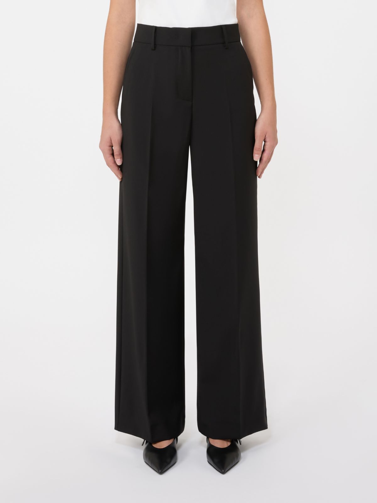 Woollen cloth palazzo trousers - BLACK - Max Mara - 4