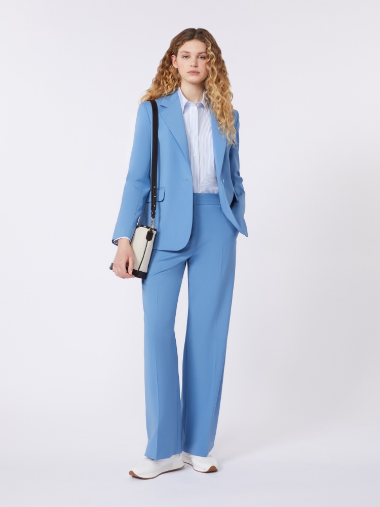 Woollen cloth palazzo trousers - LIGHT BLUE - Max Mara