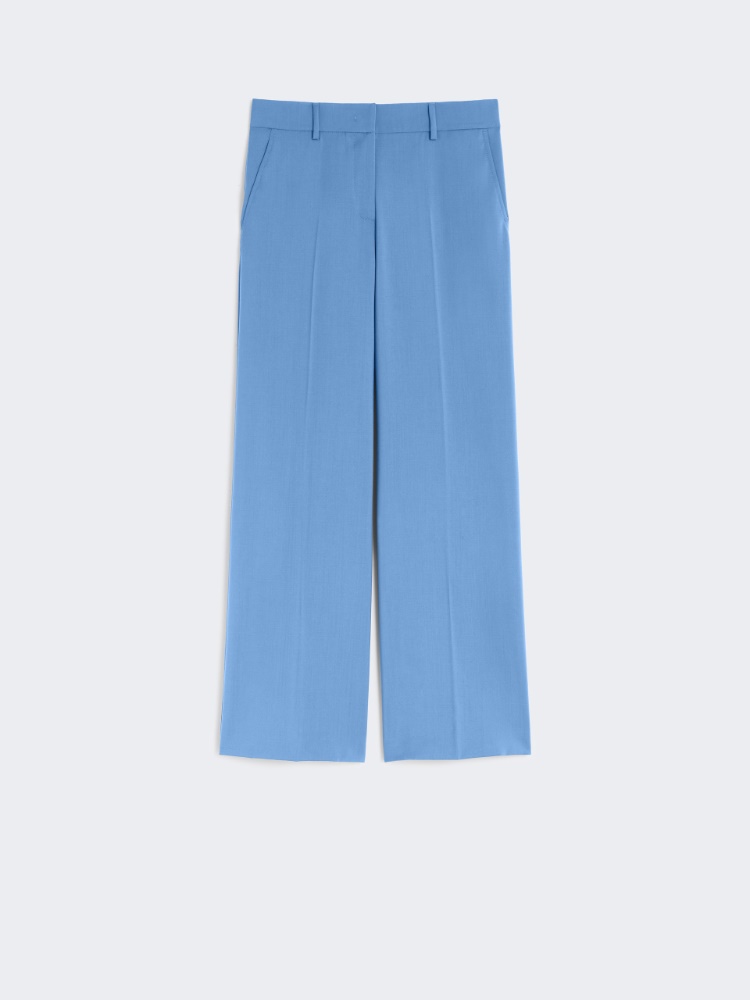 Woollen cloth palazzo trousers - LIGHT BLUE - Max Mara