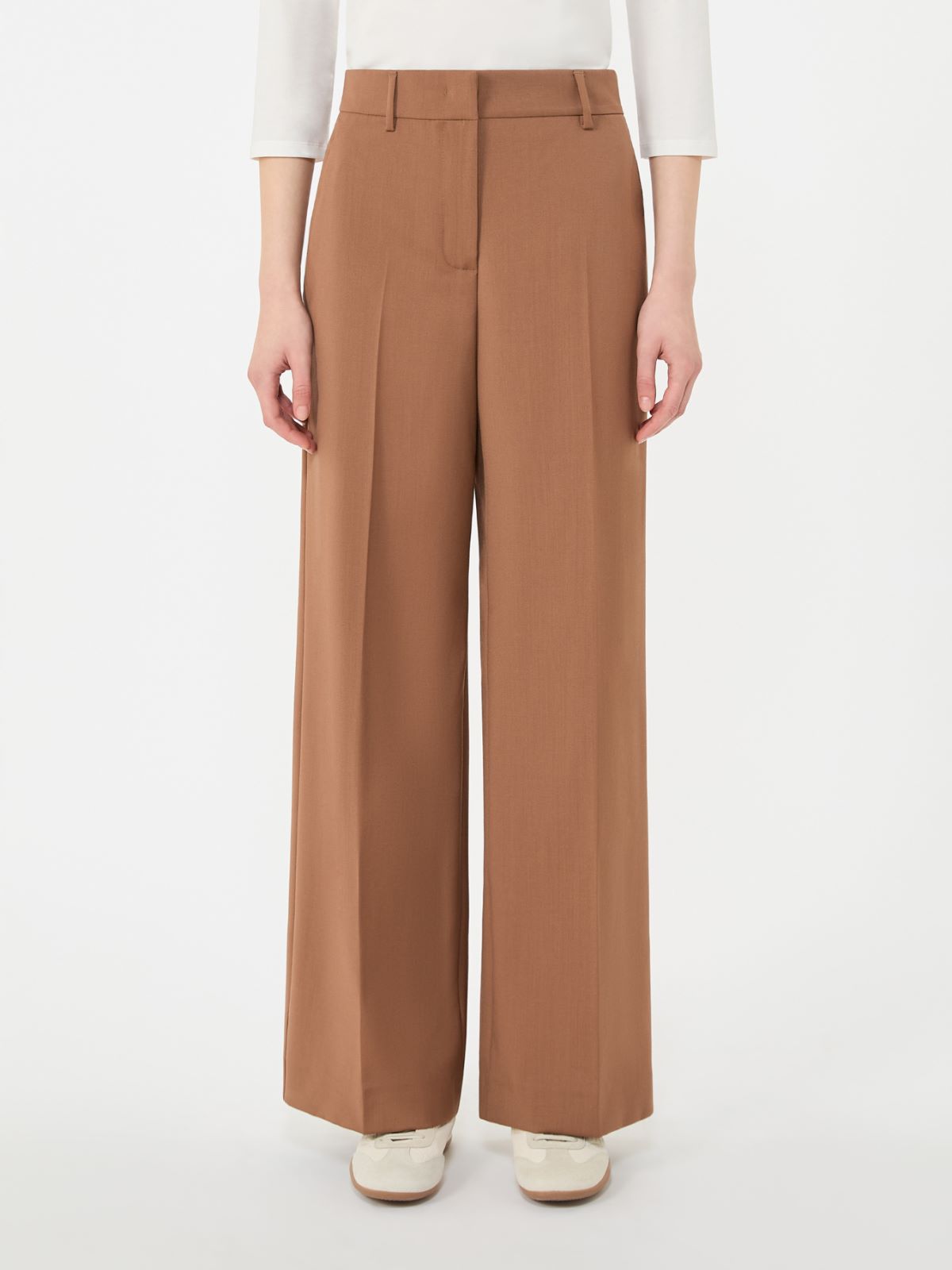 Woollen cloth palazzo trousers - TOBACCO - Max Mara - 4