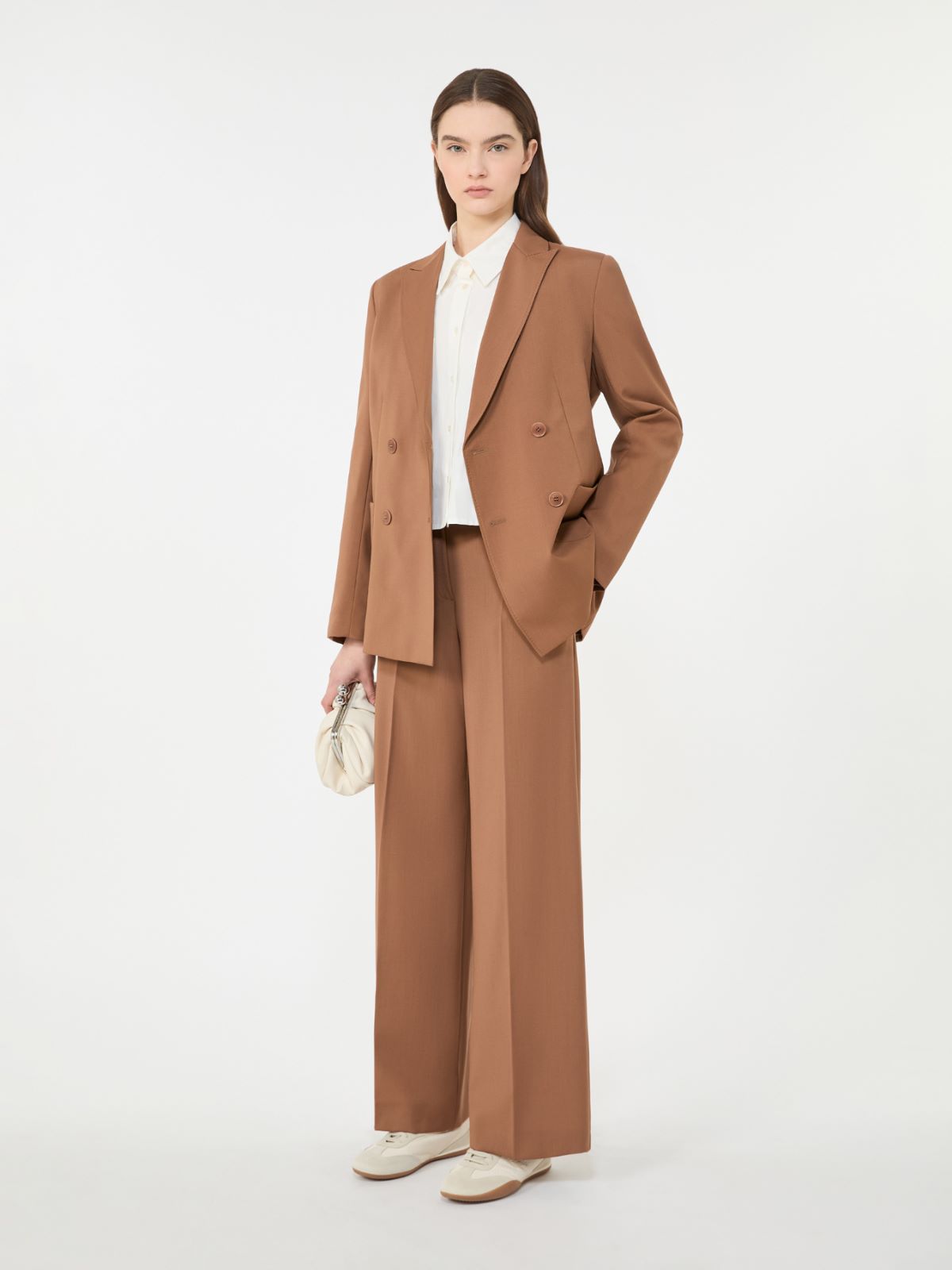 Woollen cloth palazzo trousers - TOBACCO - Max Mara - 4