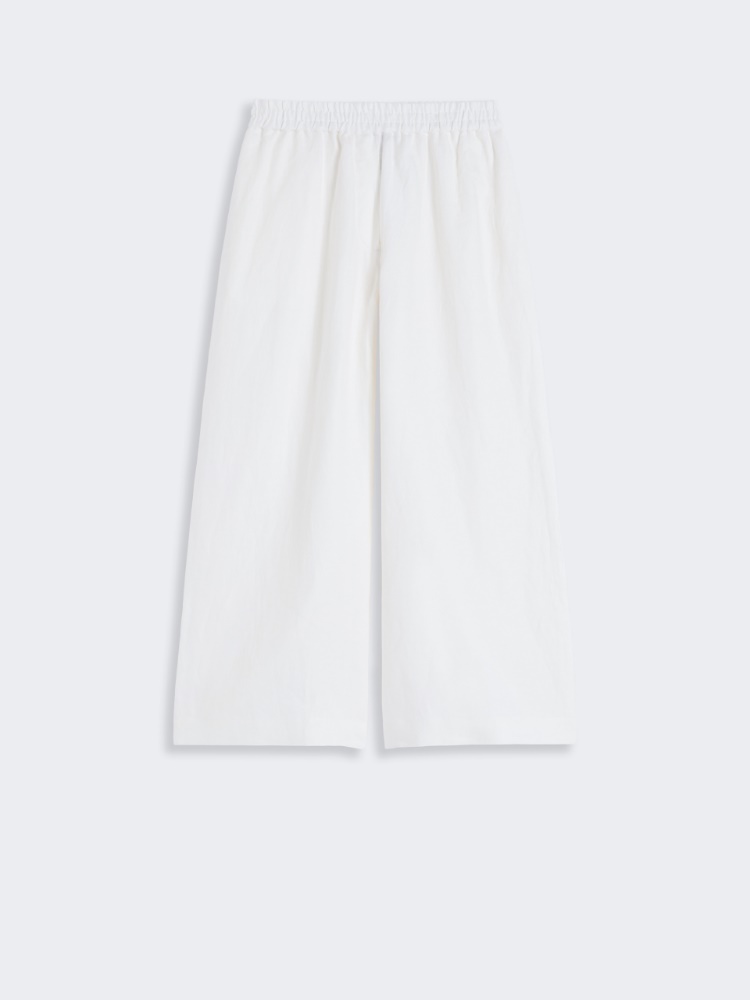 Wide-leg linen trousers - WHITE - 4
