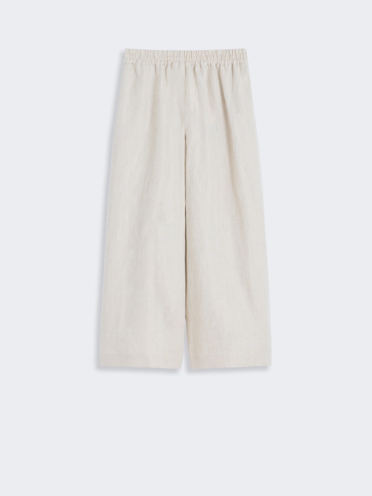 Wide-leg linen trousers - ECRU - 5