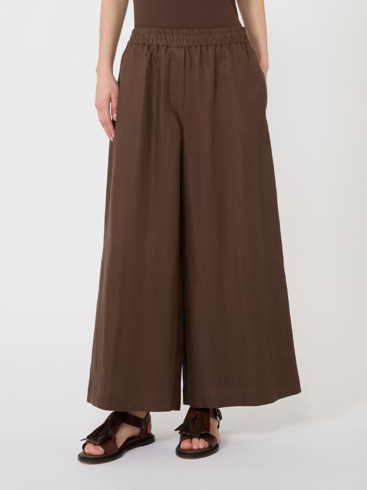 Wide-leg linen trousers - CHOCOLATE - Max Mara - 2