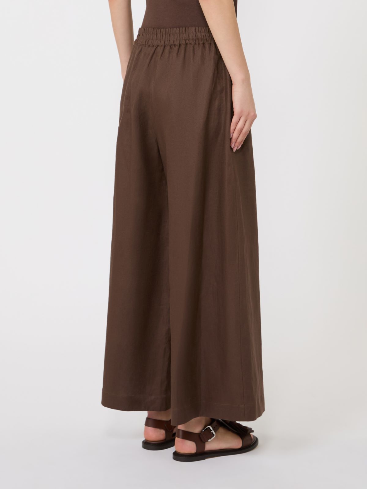 Wide-leg linen trousers - CHOCOLATE - Max Mara - 3