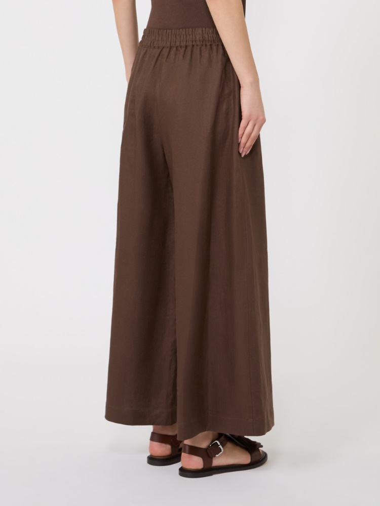 Wide-leg linen trousers - CHOCOLATE - Max Mara - 3