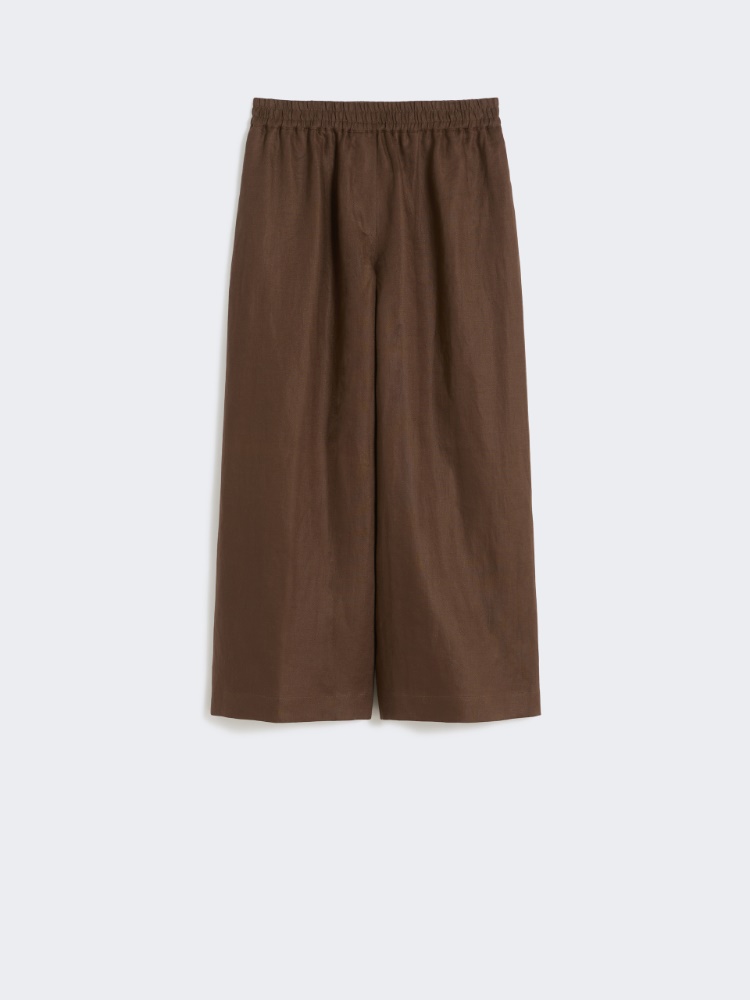 Wide-leg linen trousers - CHOCOLATE - Max Mara - 4
