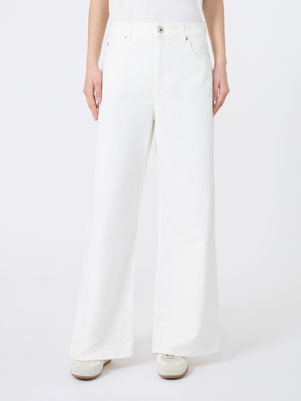 Cotton drill wide-leg trousers - WHITE - Max Mara - 5
