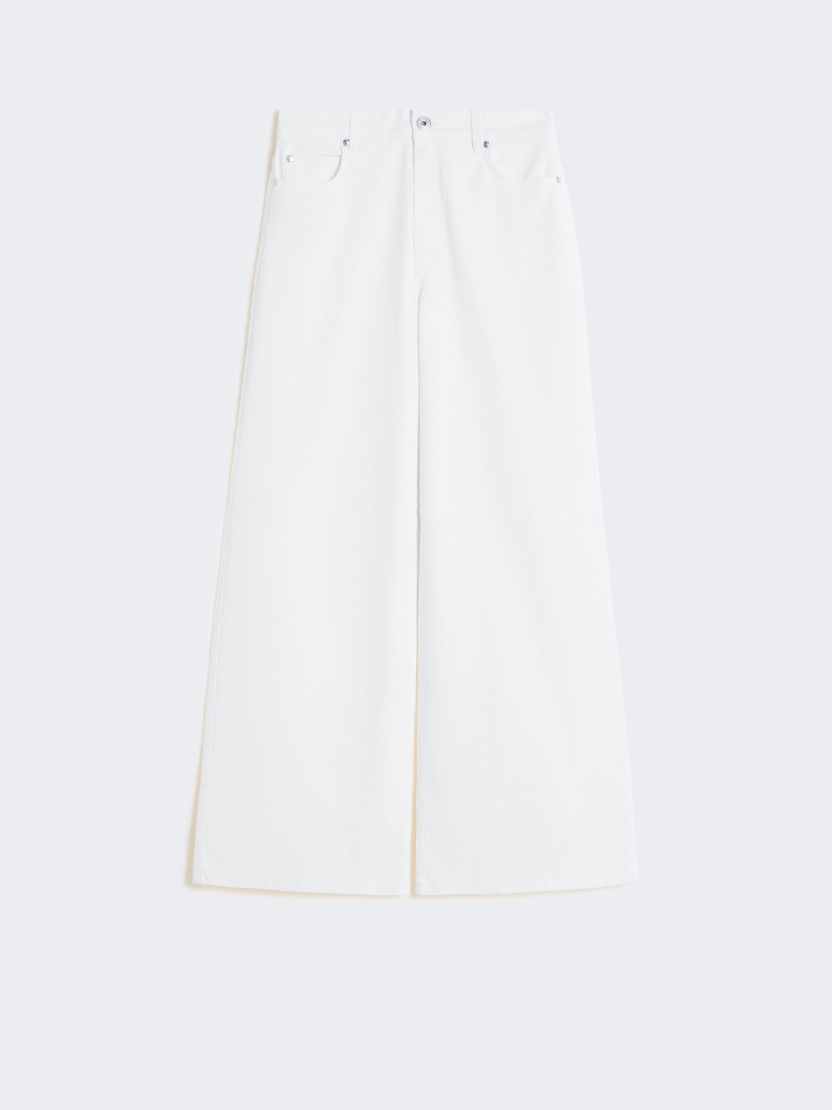 Cotton drill wide-leg trousers - WHITE - Max Mara - 5