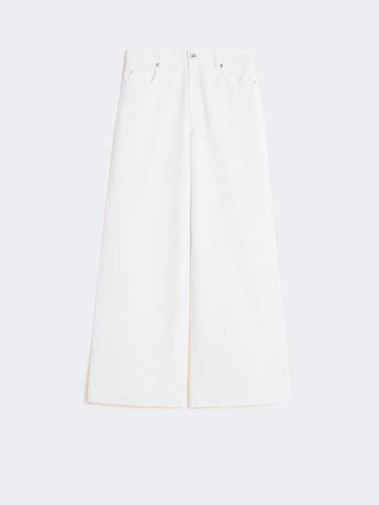 Cotton drill wide-leg trousers - WHITE - Max Mara
