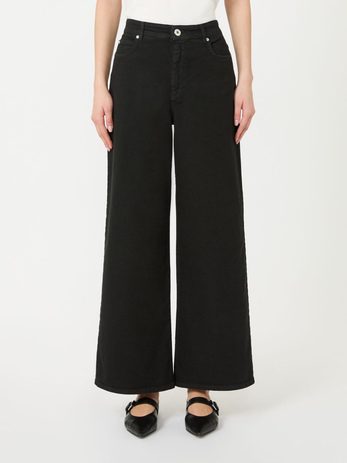 Pantalon jambe large en sergé de coton - NOIR - Max Mara - 2