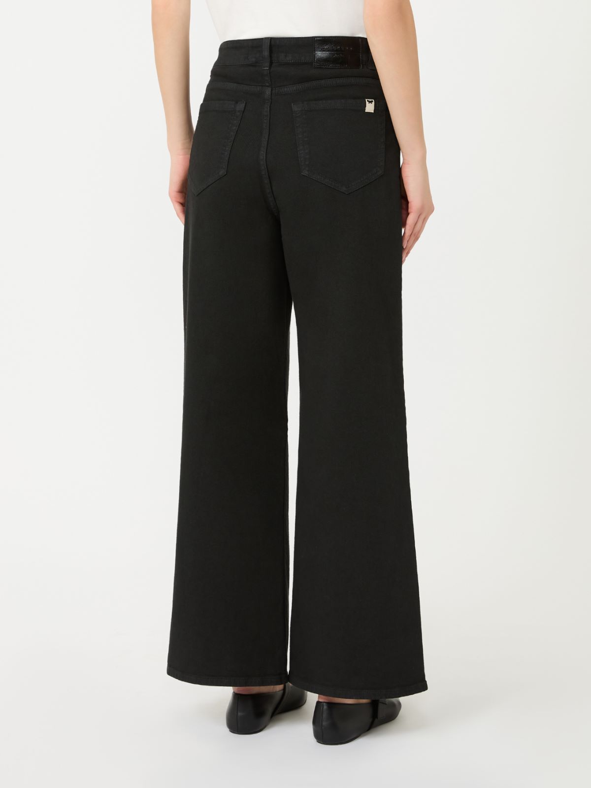 Pantalon jambe large en sergé de coton - NOIR - Max Mara - 3