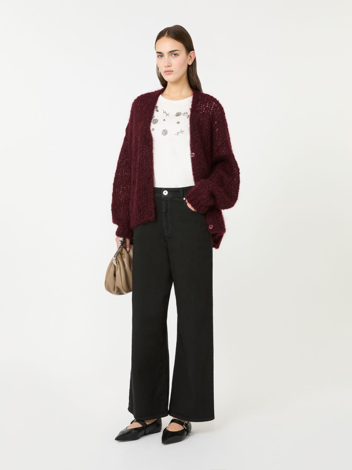 Cotton drill wide-leg trousers - BLACK - Max Mara