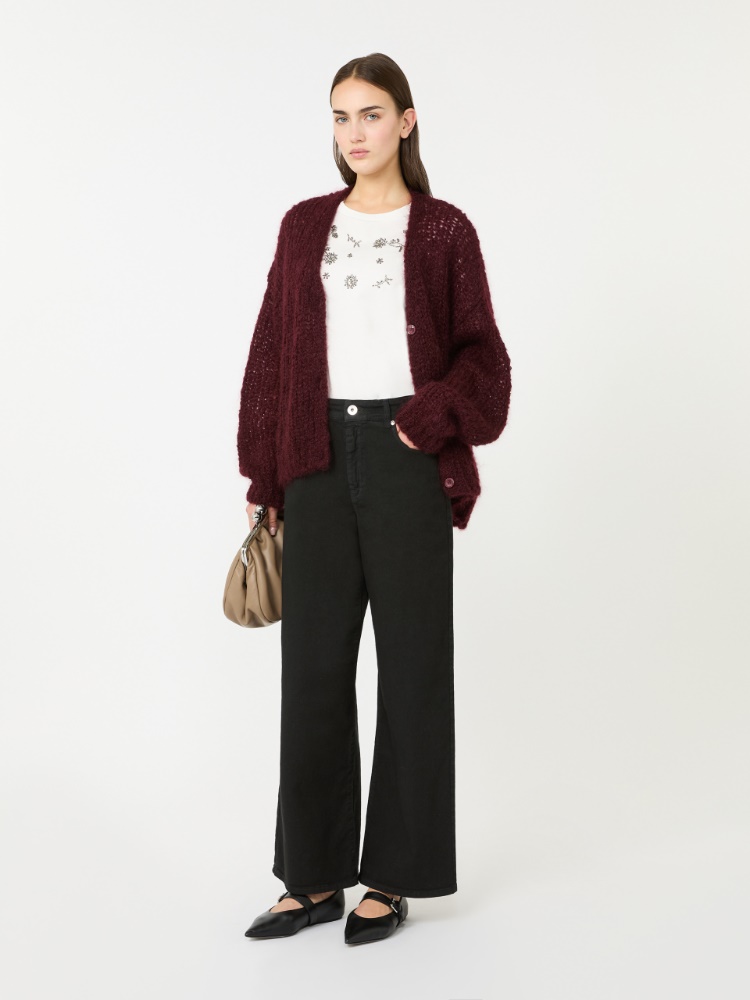 Pantalon jambe large en sergé de coton + NOIR - Max Mara