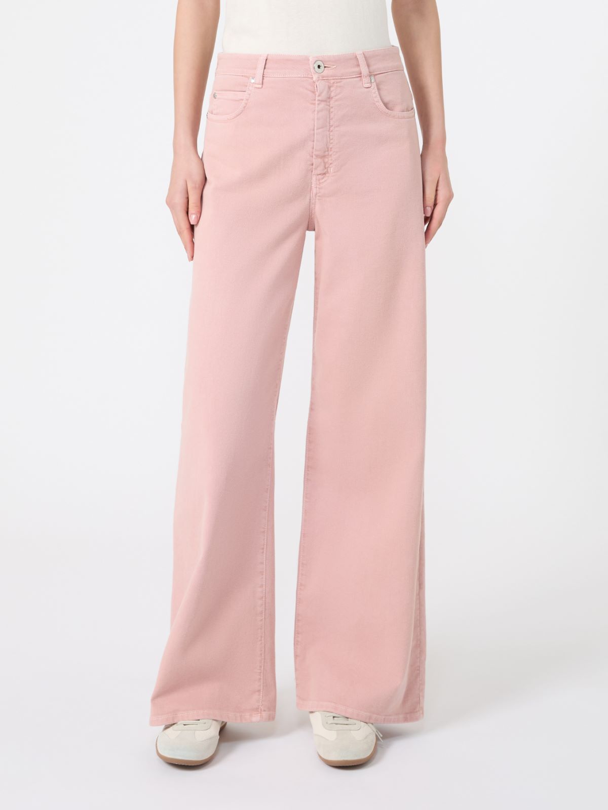 Cotton drill wide-leg trousers - PINK - Max Mara - 9