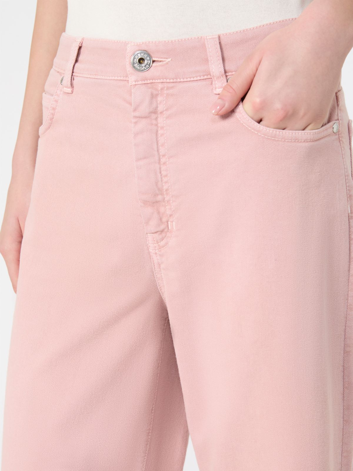 Cotton drill wide-leg trousers - PINK - Max Mara - 9