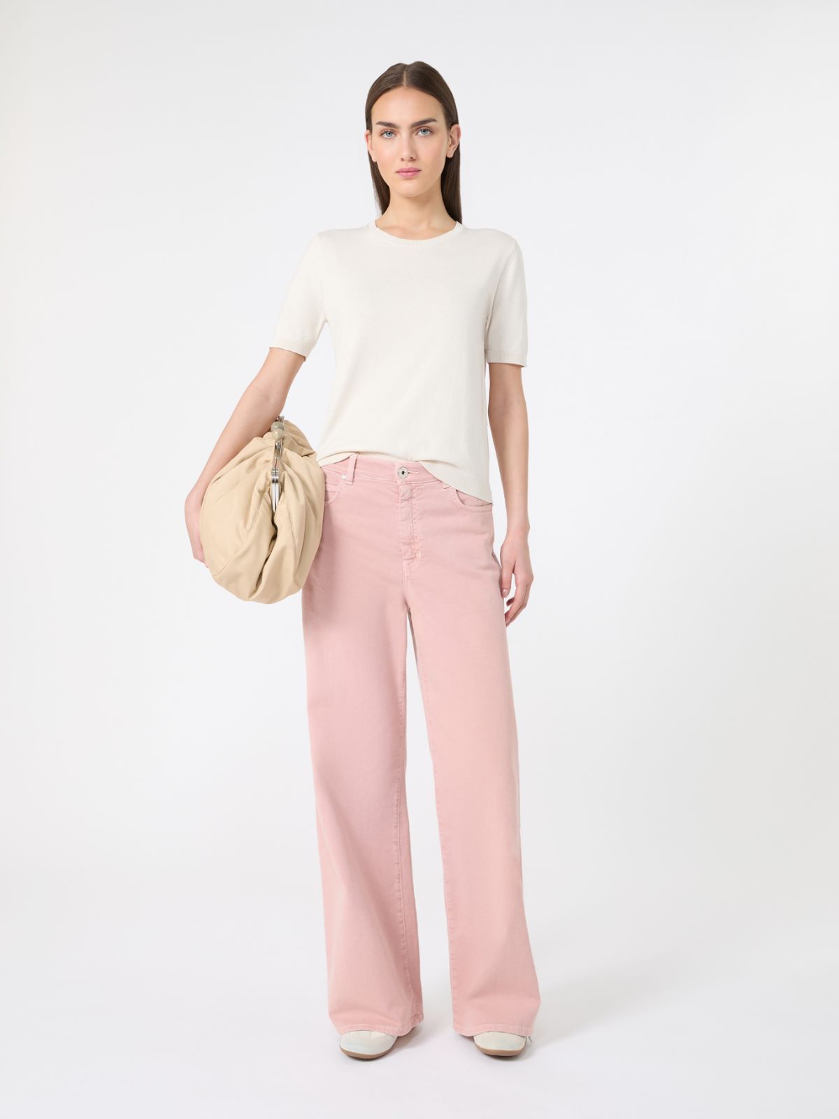 Cotton drill wide-leg trousers + PINK - Max Mara
