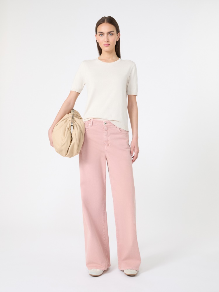 Cotton drill wide-leg trousers - PINK - Max Mara