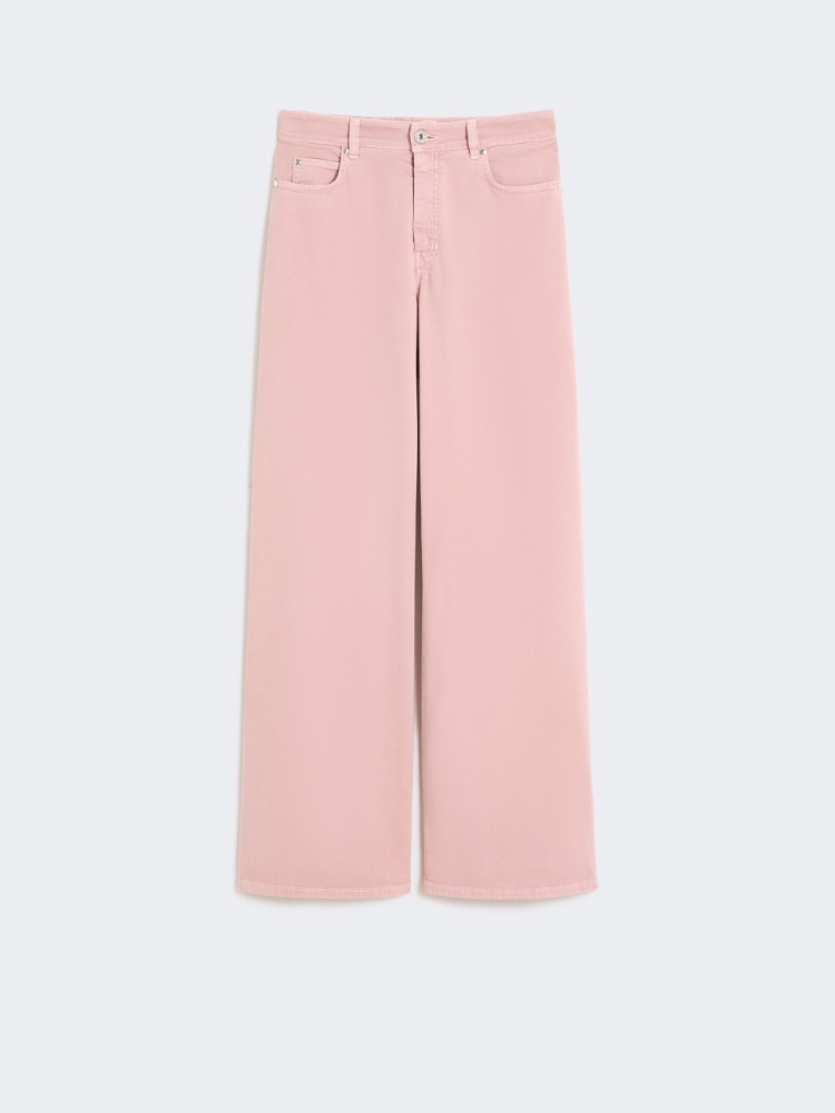 Cotton drill wide-leg trousers - PINK - Max Mara