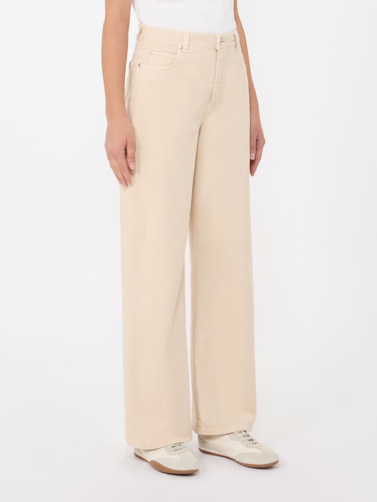 Cotton drill wide-leg trousers - SAND - Max Mara - 4