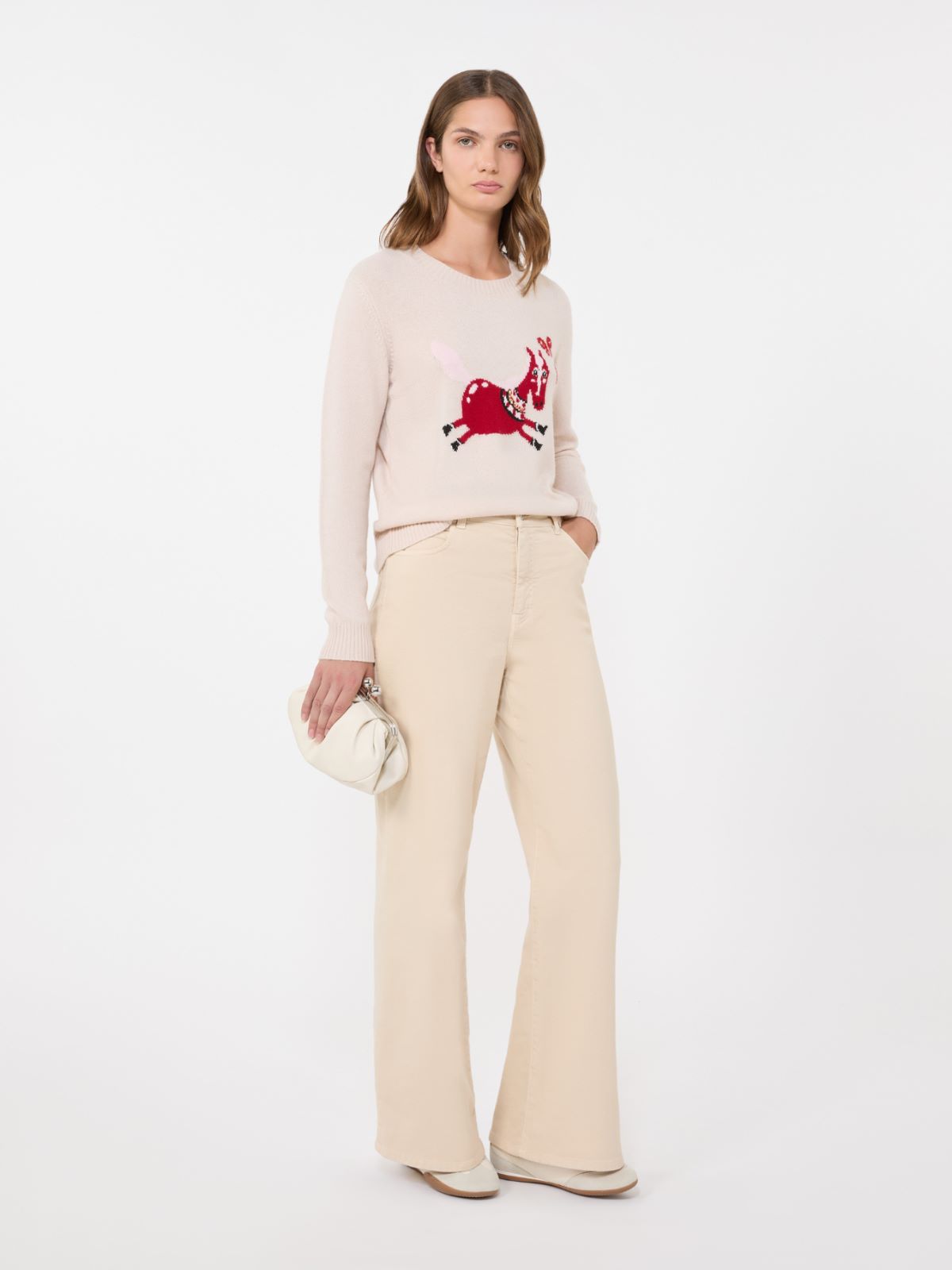 Cotton drill wide-leg trousers - SAND - Max Mara - 4