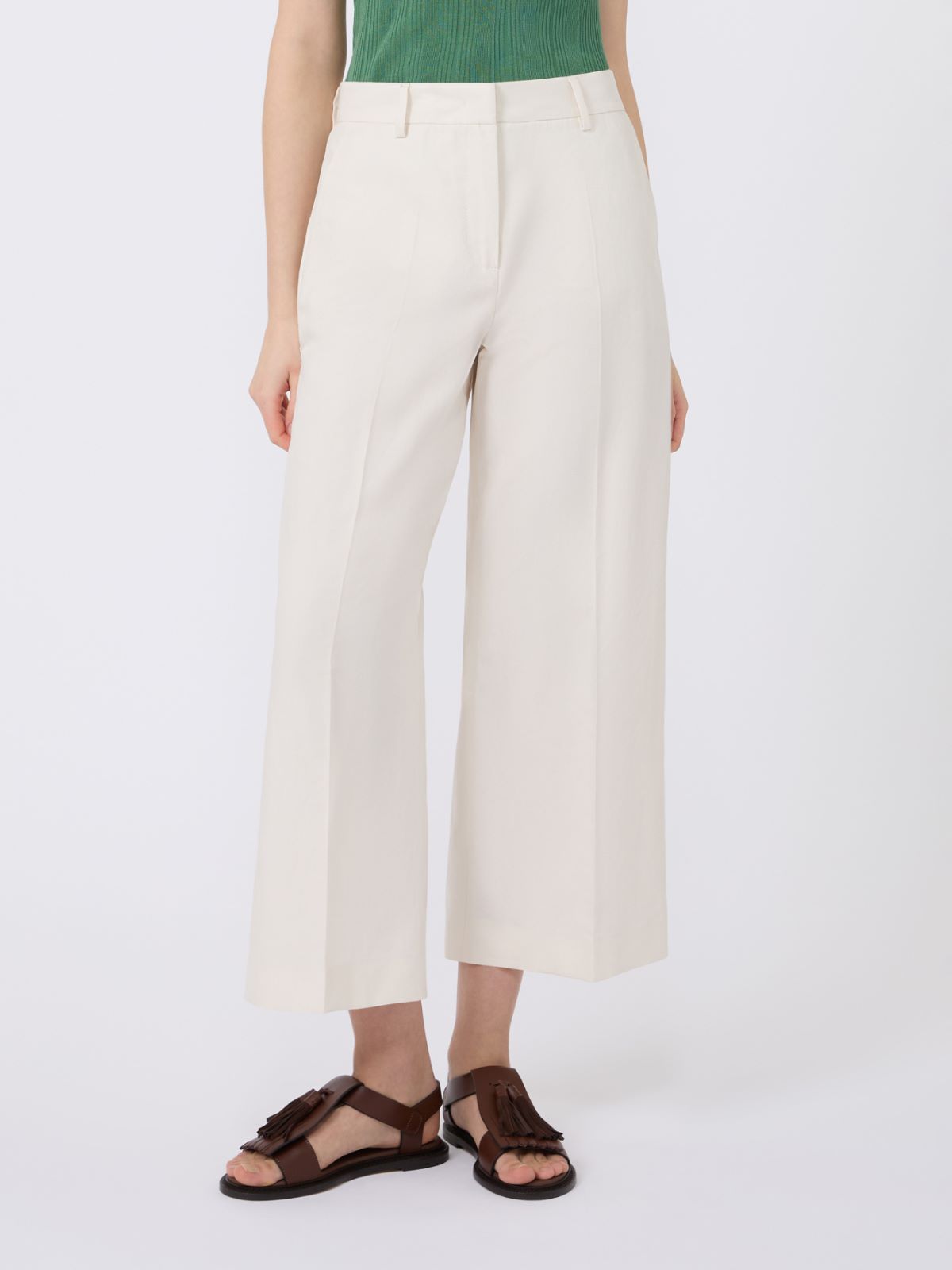Hose aus Baumwoll-Leinen-Canvas - ECRU - Max Mara - 2