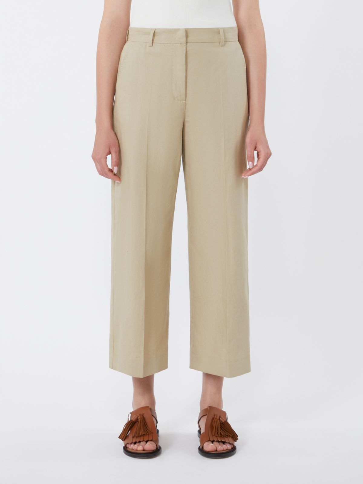Cotton and linen canvas trousers - SAND - Max Mara - 4