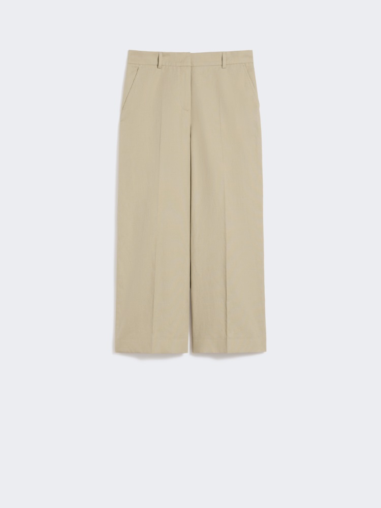 Cotton and linen canvas trousers - SAND - Max Mara