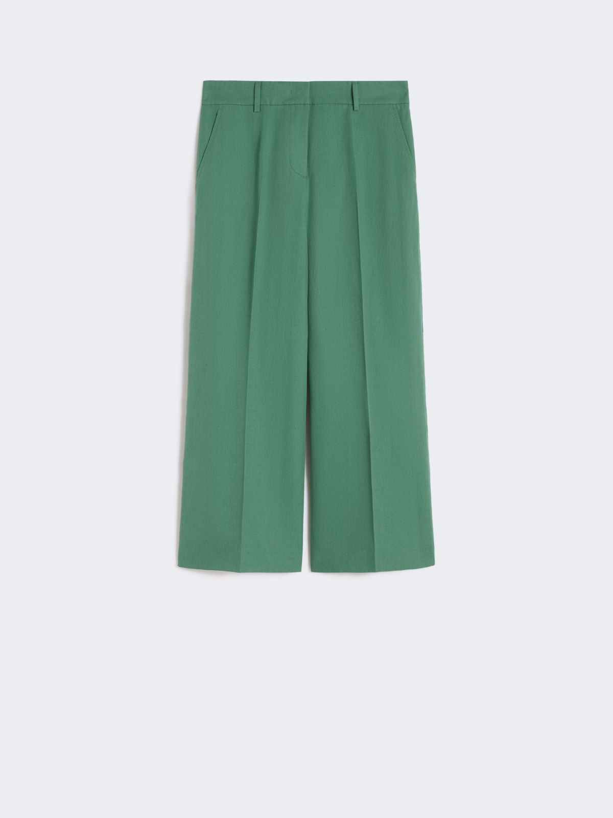 Cotton and linen canvas trousers - GREEN - 4