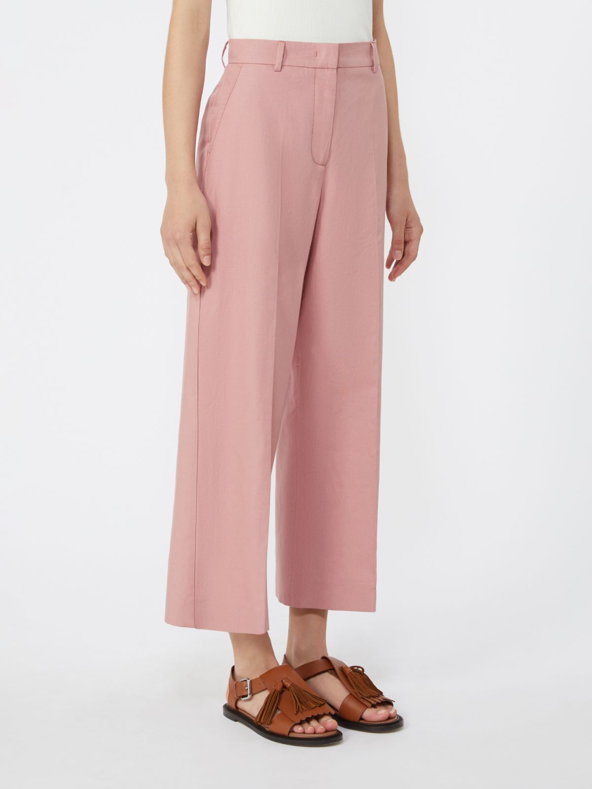 Cotton and linen canvas trousers - ANTIQUE ROSE - Max Mara - 4