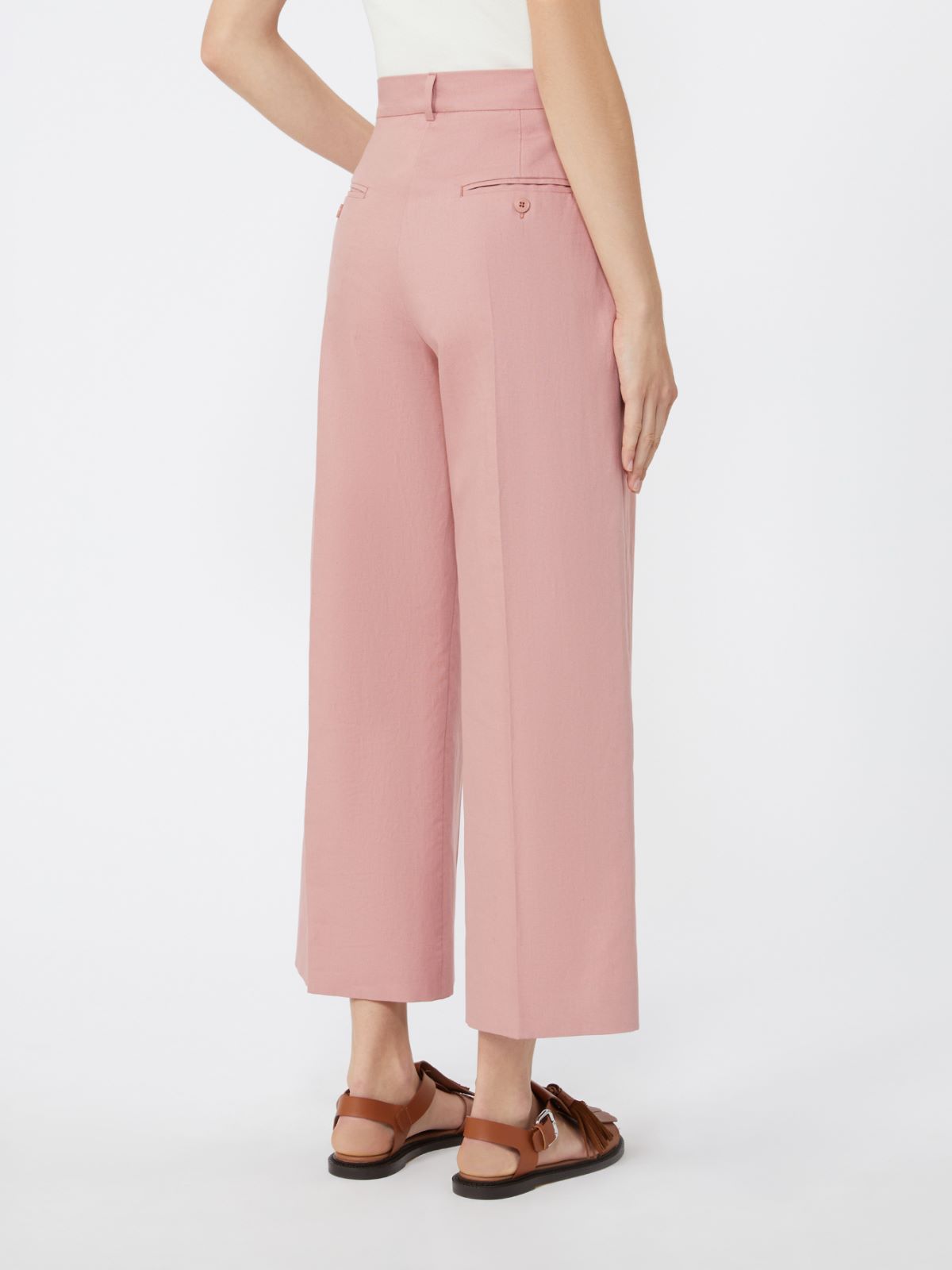 Cotton and linen canvas trousers - ANTIQUE ROSE - Max Mara - 4