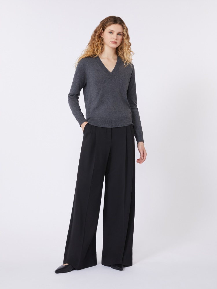 Wool-blend trousers - BLACK - Max Mara
