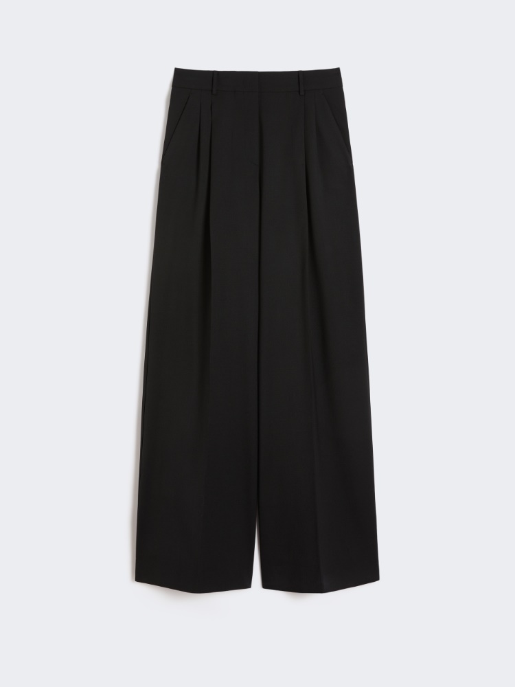 Wool-blend trousers - BLACK - Max Mara