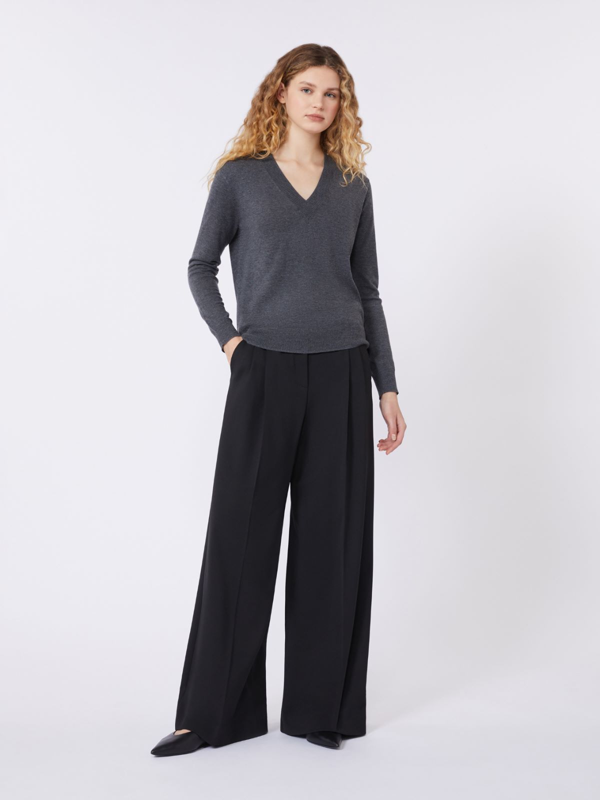Wool-blend trousers - BLACK - Max Mara - 4