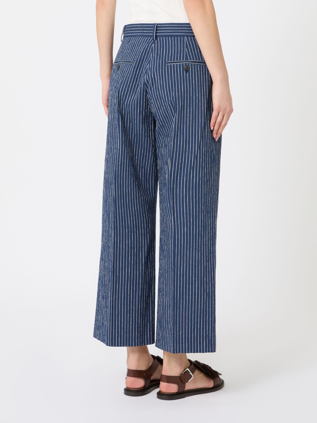 [マリナ] コットン リネン シアサッカー パンツ - ULTRAMARINE - Max Mara - 3