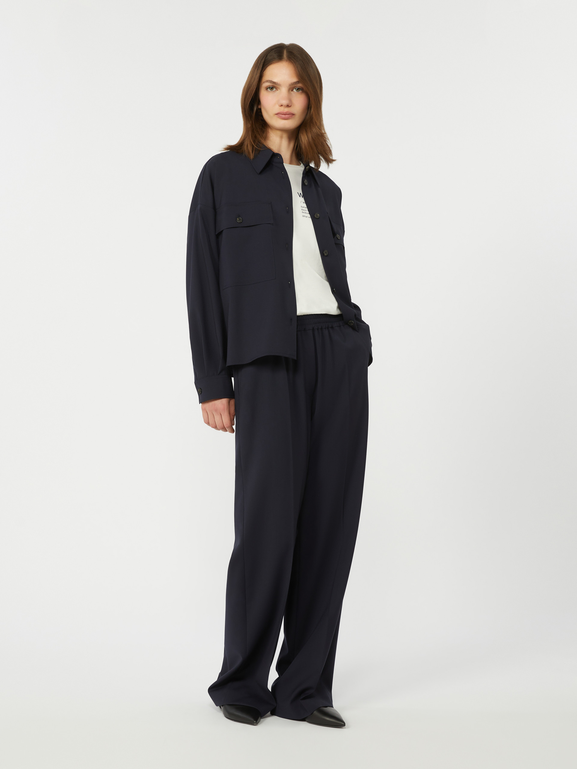 Pure woollen cloth trousers - NAVY - Max Mara